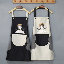 可擦手卡通情侣厨房围裙防水防油韩版时尚可爱男女修身围裙工作服