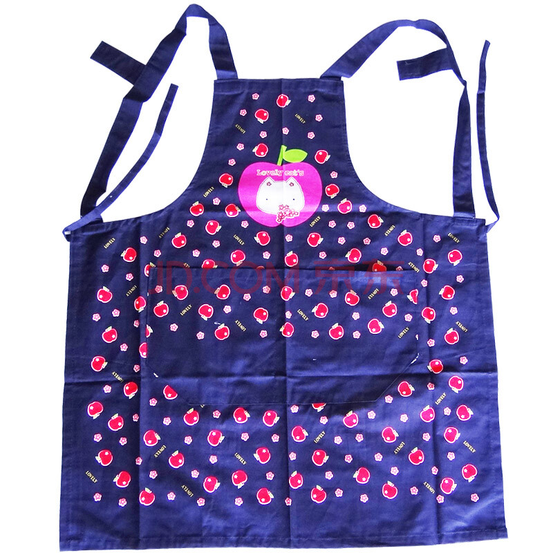 朴金韩国进口四种花无袖围裙 蓝色苹果花