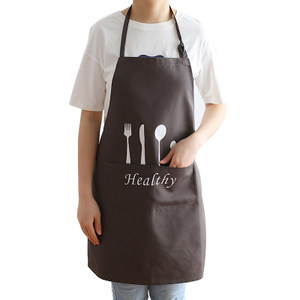 厨师围裙男女士半围餐厅酒店短款围腰厨房黑色青花瓷边半身围裙